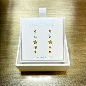 BRAND NEW 5 pairs of Gold Cake gold toned stud earrings ✨✨✨ Box included